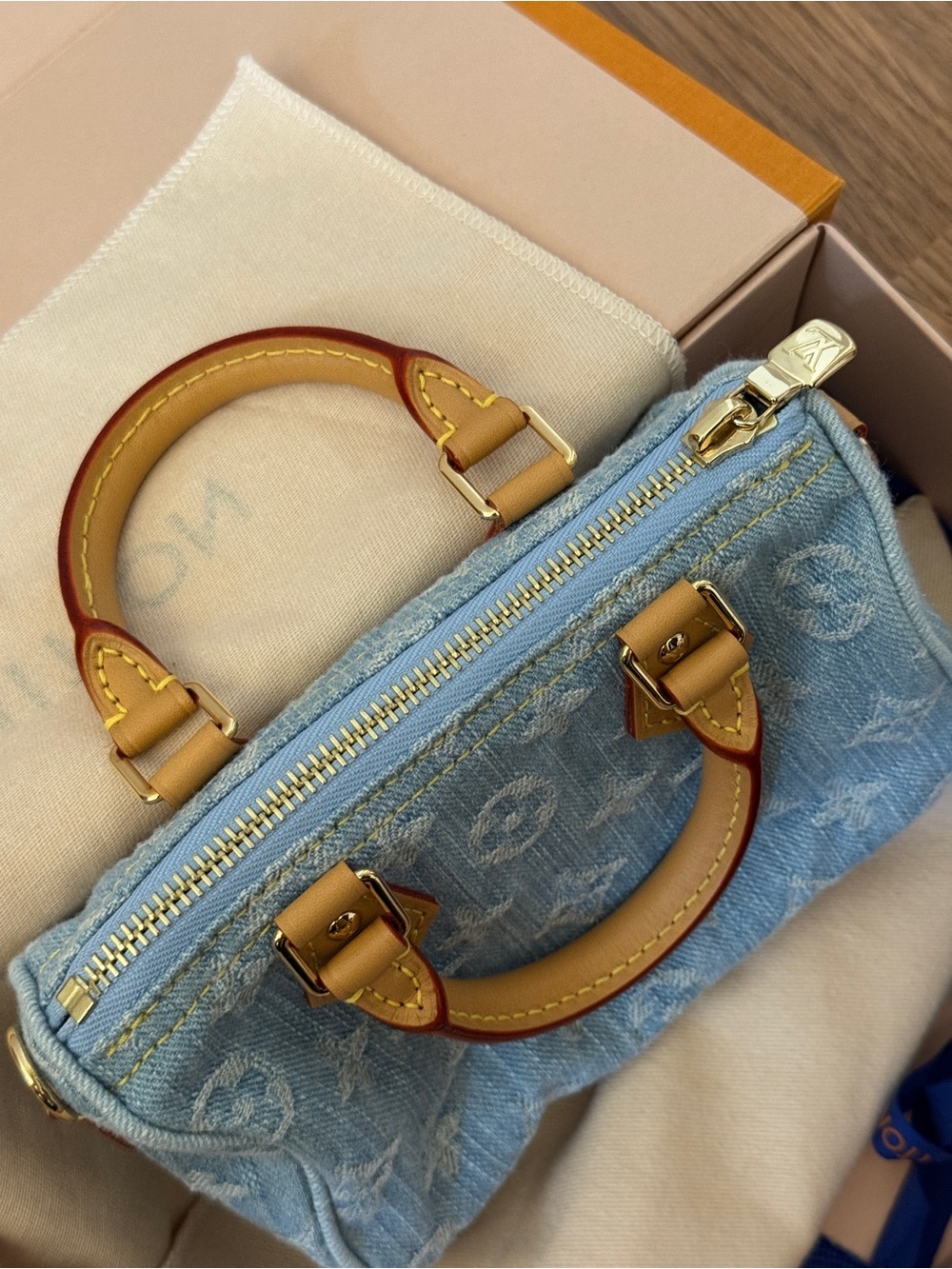 Louis Vuitton Light Blue Denim Nano Speedy 2023 - Picture 8 of 16